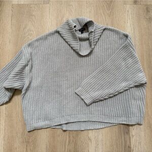 Torrid Lt Grey Chunky Knit Crop Turtleneck Sweater, 1/2 1X 2X